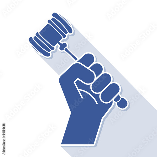 Judge gavel in hand, vector