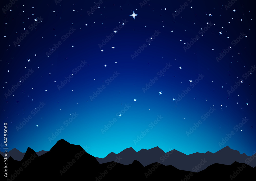 Naklejka premium Night sky with the constellation of the Great and Little Dipper