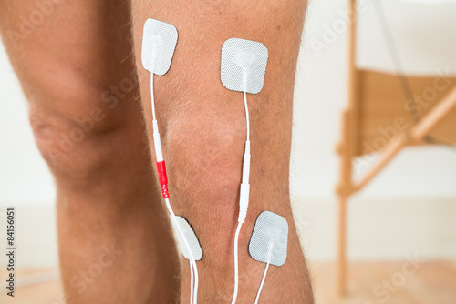 Person Leg With Electrodes On Knee