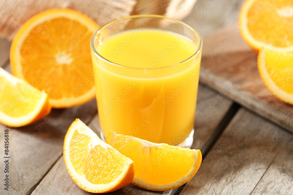 Orange juice on table close-up