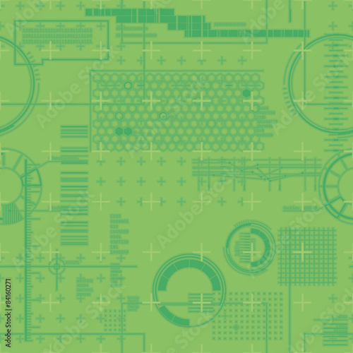 Computer monitor graphics in green tints