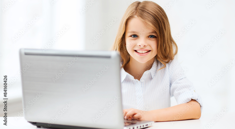 girl with laptop pc at school girl with laptop pc at school