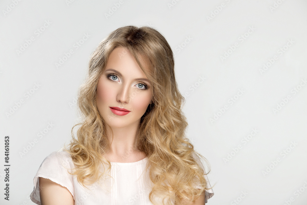 Portrait of young blond girl with makeup and retouch Portrait of young blond girl with makeup and retouch