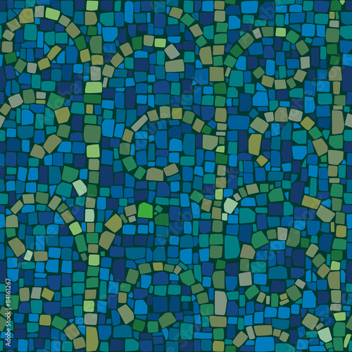 Mosaic pattern of seaweed in cold colors