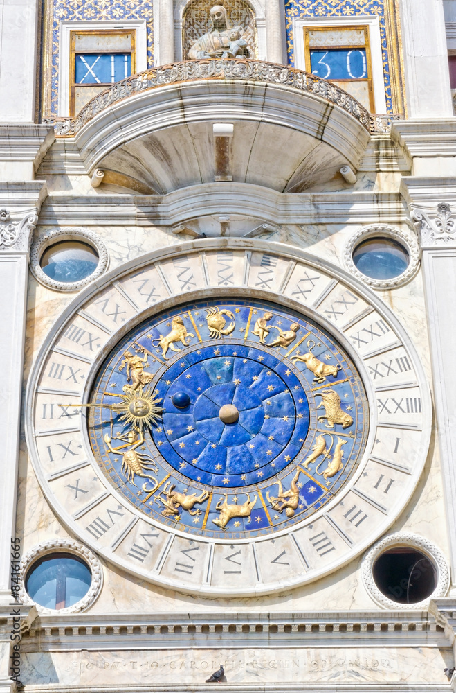Zodiac clock at St Mark's square Venice Italy