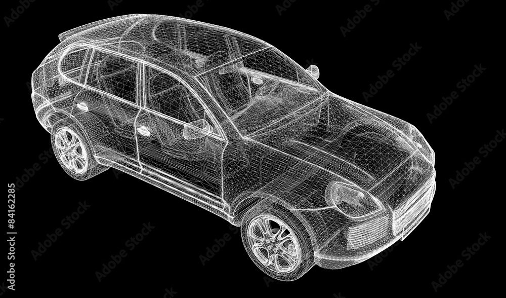 Naklejka premium Model samochodu 3D