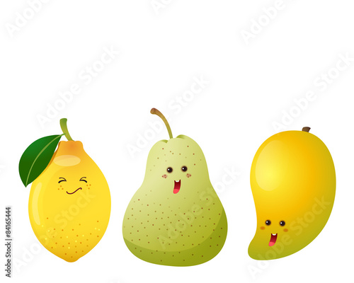 cute fruits characters set 5