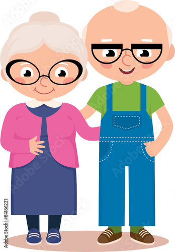 Old married couple isolated on a white background