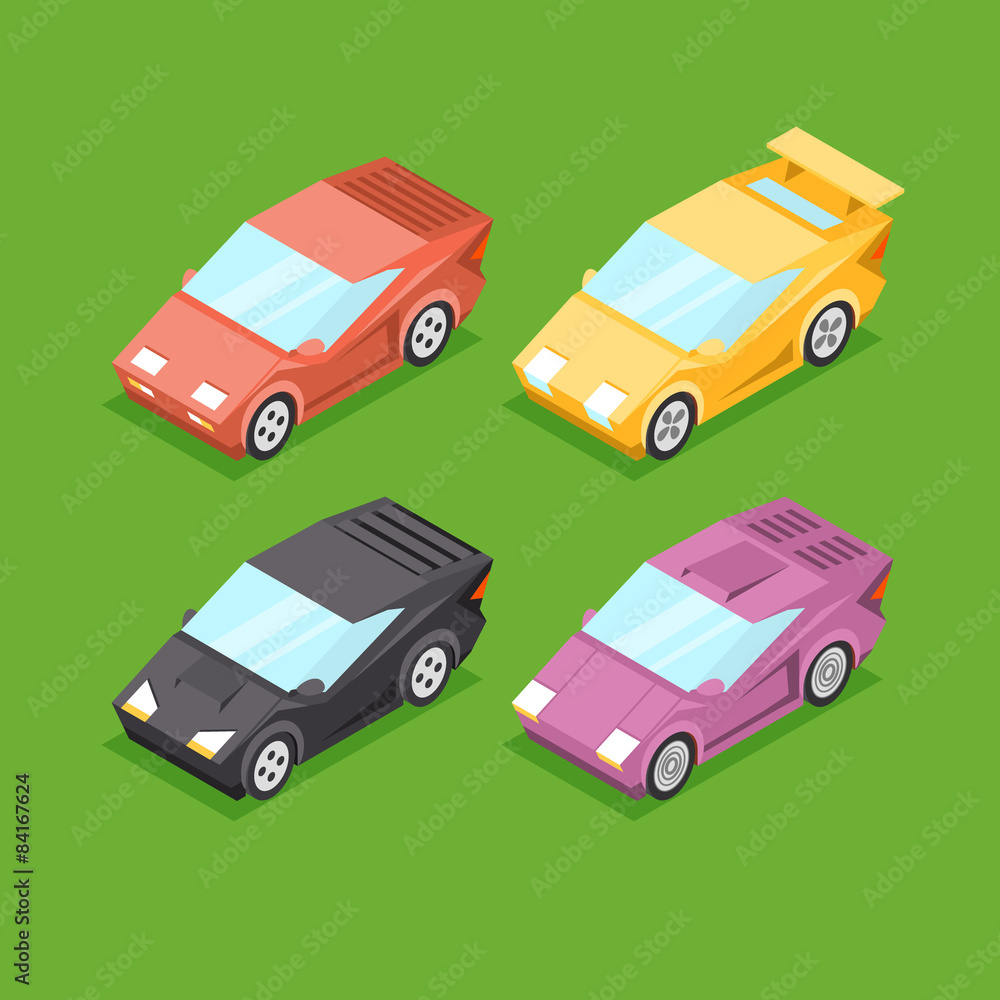 Vector Cartoon Isometric Super Cars Vector Cartoon Isometric Super Cars