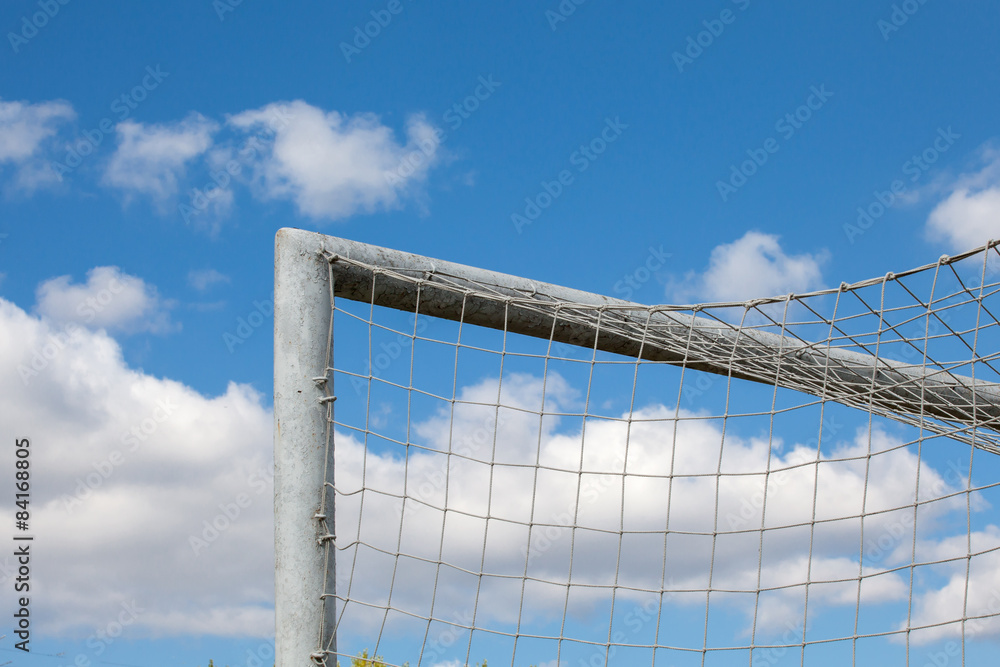 detail of football (soccer) goal ?nd a beautiful blue sky detail of football (soccer) goal ?nd a beautiful blue sky