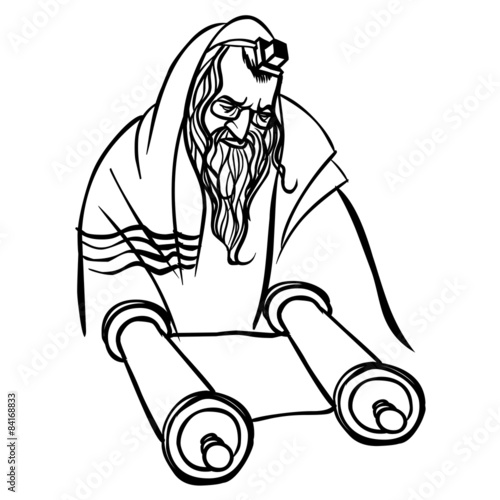 jewish man reading Torah. vector illustration