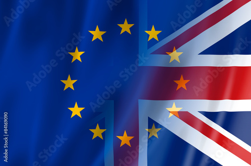 UK, EU flag concept. United Kingdom & European Union flags