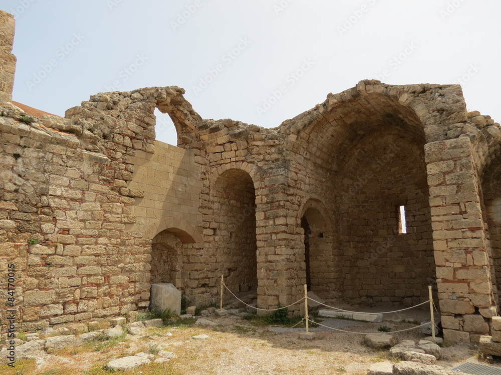 Grèce - Ile de Rhodes - Lindos  - Vestiges de l’Église byzantine