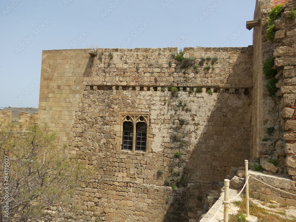 Grèce - Rhodes Lindos - Ancien mur du quartier général médiéval