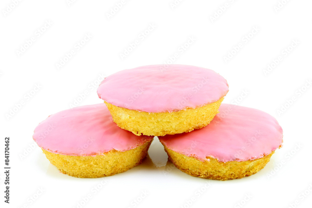 Typical dutch pastry called "roze koek"(pink Its a cake with fondant glazing Stock Photo | Adobe Stock