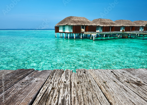 Beautiful beach with water bungalows