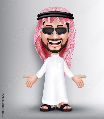 Realistic Smiling Handsome Saudi Arab Man Character in 3D