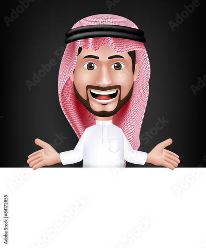 Realistic Smiling Handsome Saudi Arab Man Character in 3D