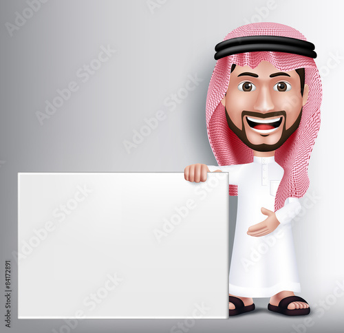 Realistic Smiling Handsome Saudi Arab Man Character in 3D