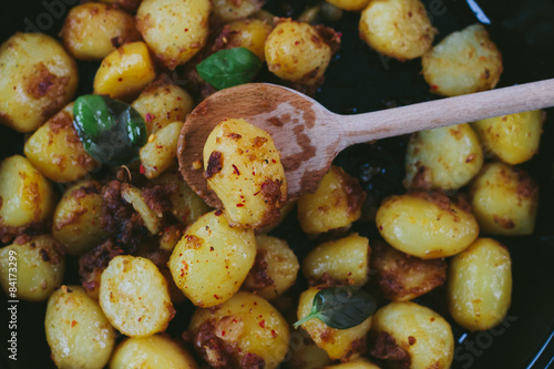 Freshly fried organic potatoes