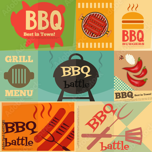 Retro BBQ posters collection