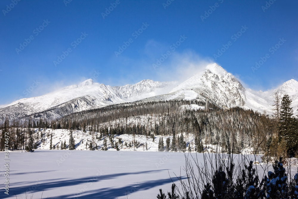 winter mountain landscape, Tatras, Slovakia.