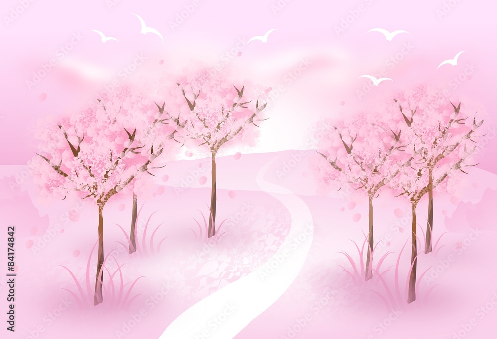 Obraz premium Romantic landscape with tree