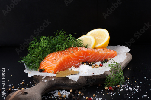 Delicious salmon fillet, rich in omega 3 oil