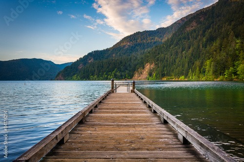 Dock at Lake Crescent, at Olympic National Park, Washington. photo