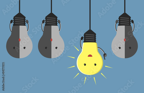 Light bulb characters hanging