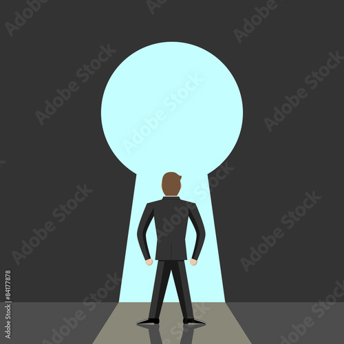 Man and big keyhole