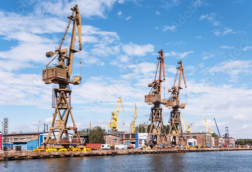 Fotografering Cranes in repair shipyard in Gdansk, Poland