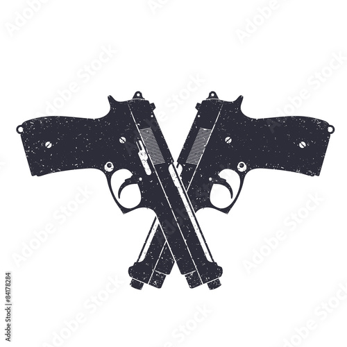 crossed modern textured pistols, vector, eps10