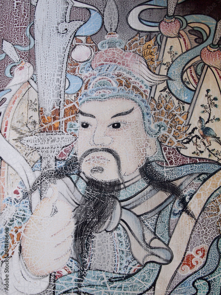 Statue Of Guan Yu deva paint fine art on door temple