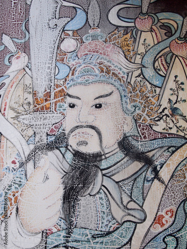 Statue Of Guan Yu deva paint fine art on door temple