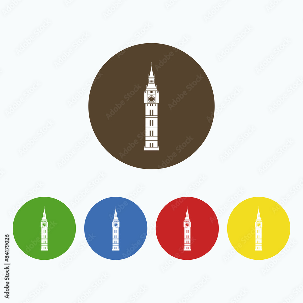 A simple icon silhouette of Big Ben, London. A simple icon silhouette of Big Ben, London.