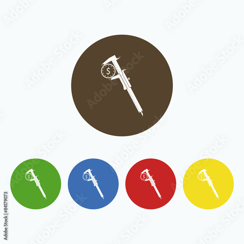 Simple icon calipers with coin.