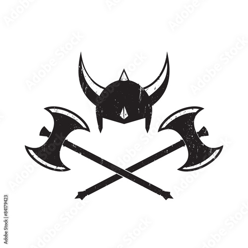 Viking's Helmet and crossed battle axes, vector, eps10