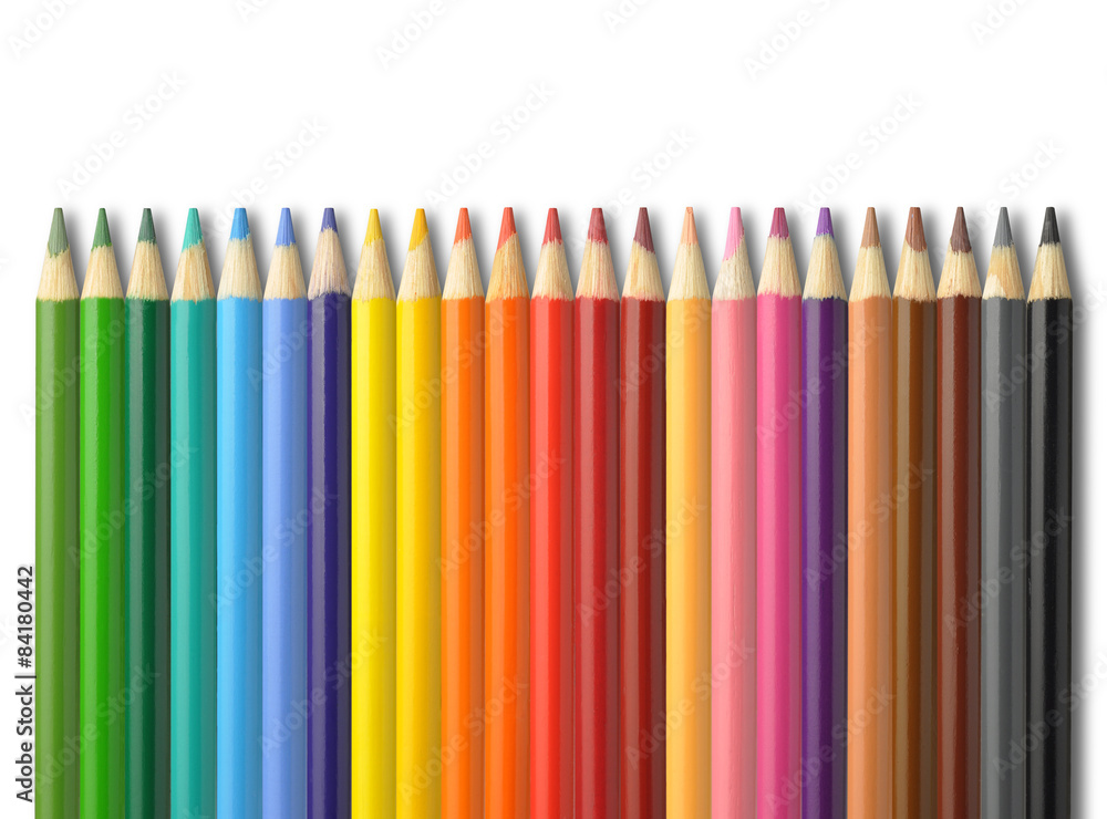 Colorful pencil crayons on a white background Colorful pencil crayons on a white background