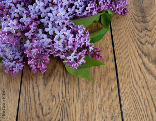 lilac on wooden surface