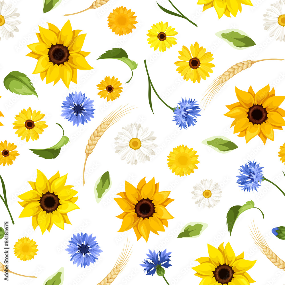 Seamless pattern with summer flowers. Vector illustration. Seamless pattern with summer flowers. Vector illustration.