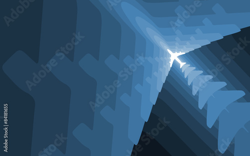 Graded airplane silhouettes background. Wallpaper version.