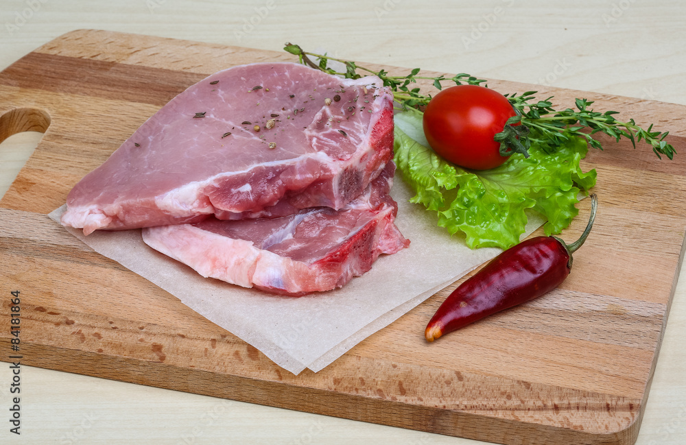 Raw pork steak