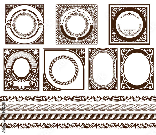 Set baroque cards with ornaments and floral details