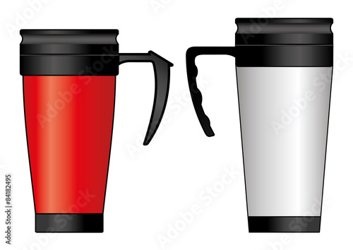 Metal travel thermo-cup vector