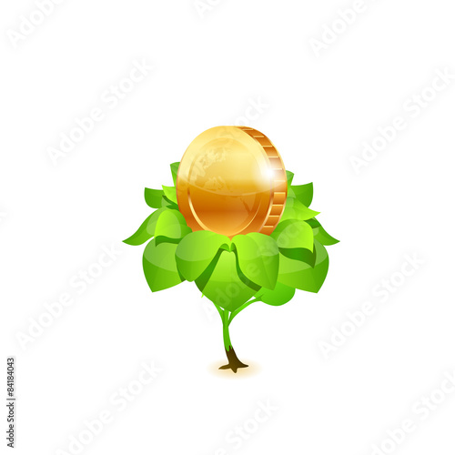 Coin with leafs. Vector