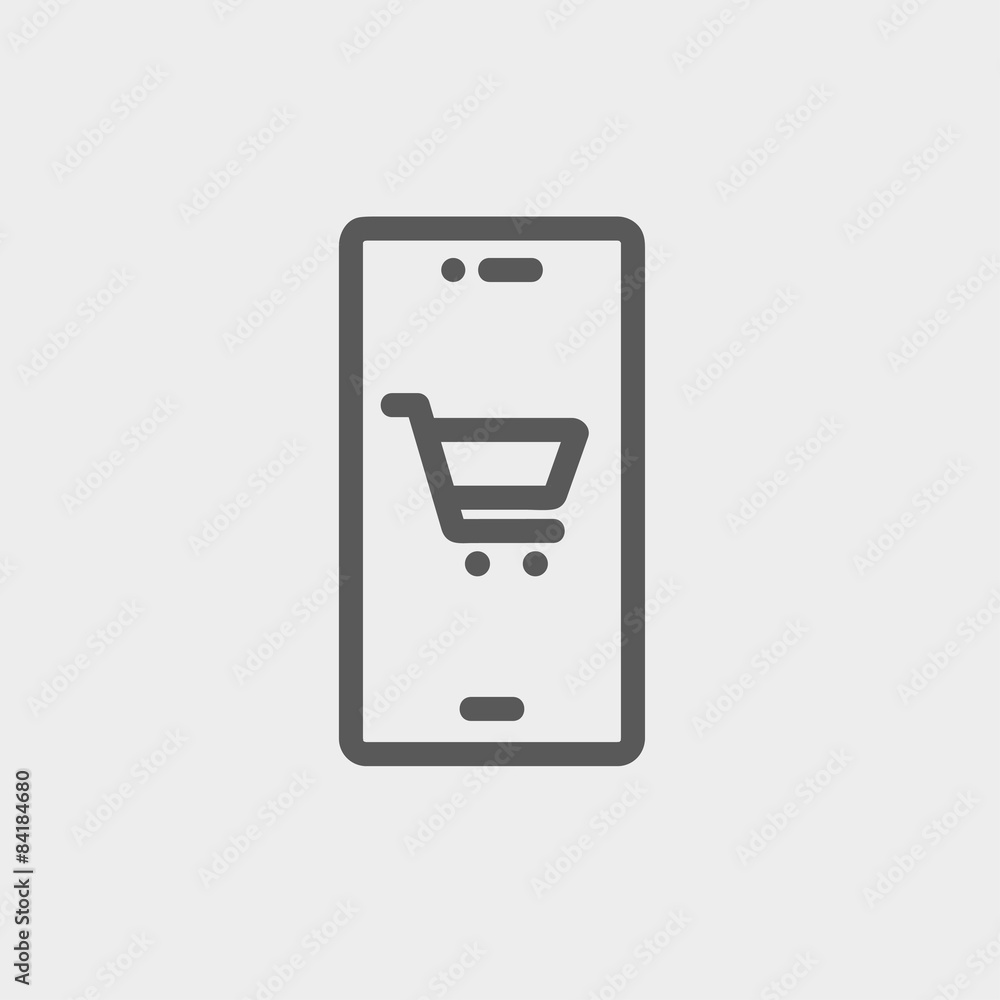Map and location of shopping cart thin line icon Map and location of shopping cart thin line icon