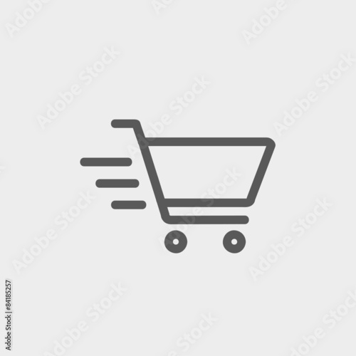 Fast delivery shopping cart thin line icon