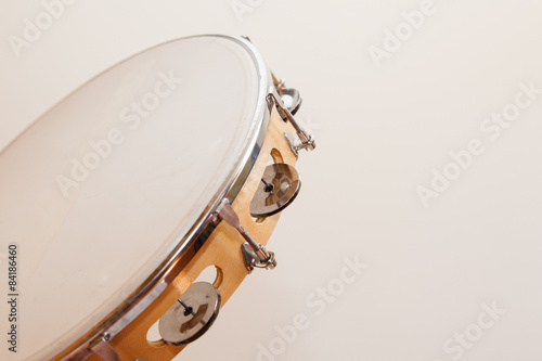 Obraz na plátně Horizontal Tambourine on Beige Background