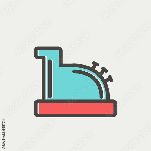 Antique cash register thin line icon